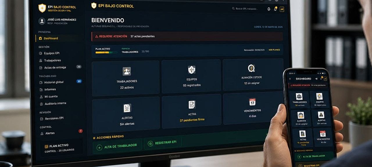 EPI Bajo Control en ordenador y móvil
